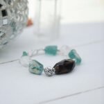 AMAZONITE & CLEAR QUARTZ RAW BRACELET