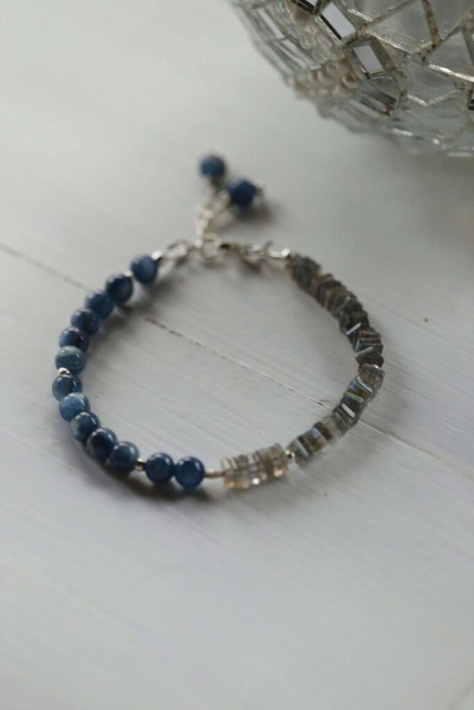SAPPHIRE & LABRADORITE BEADED BRACELETS