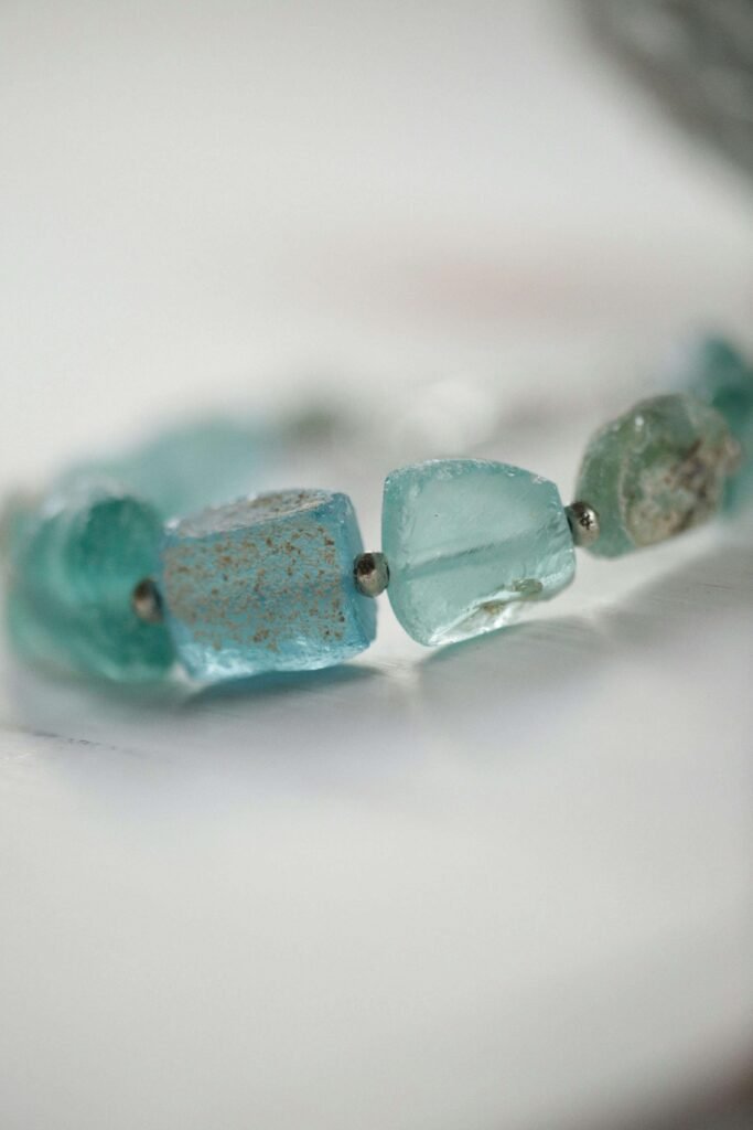 AMAZONITE & CLEAR QUARTZ RAW BRACELET